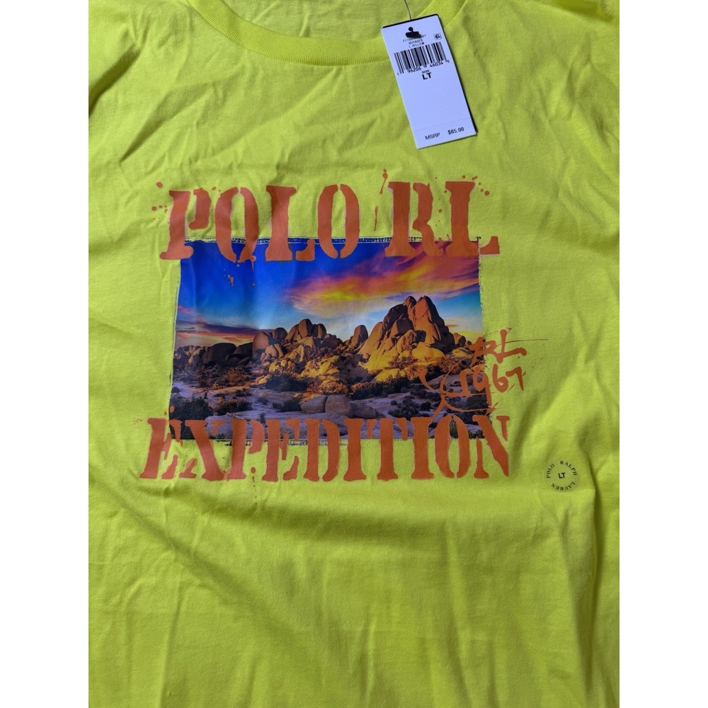Polo Ralph Lauren Shirt Mens LT Yellow RL 67 Expedition Trail RIver Raft Climb - Picture 5 of 8